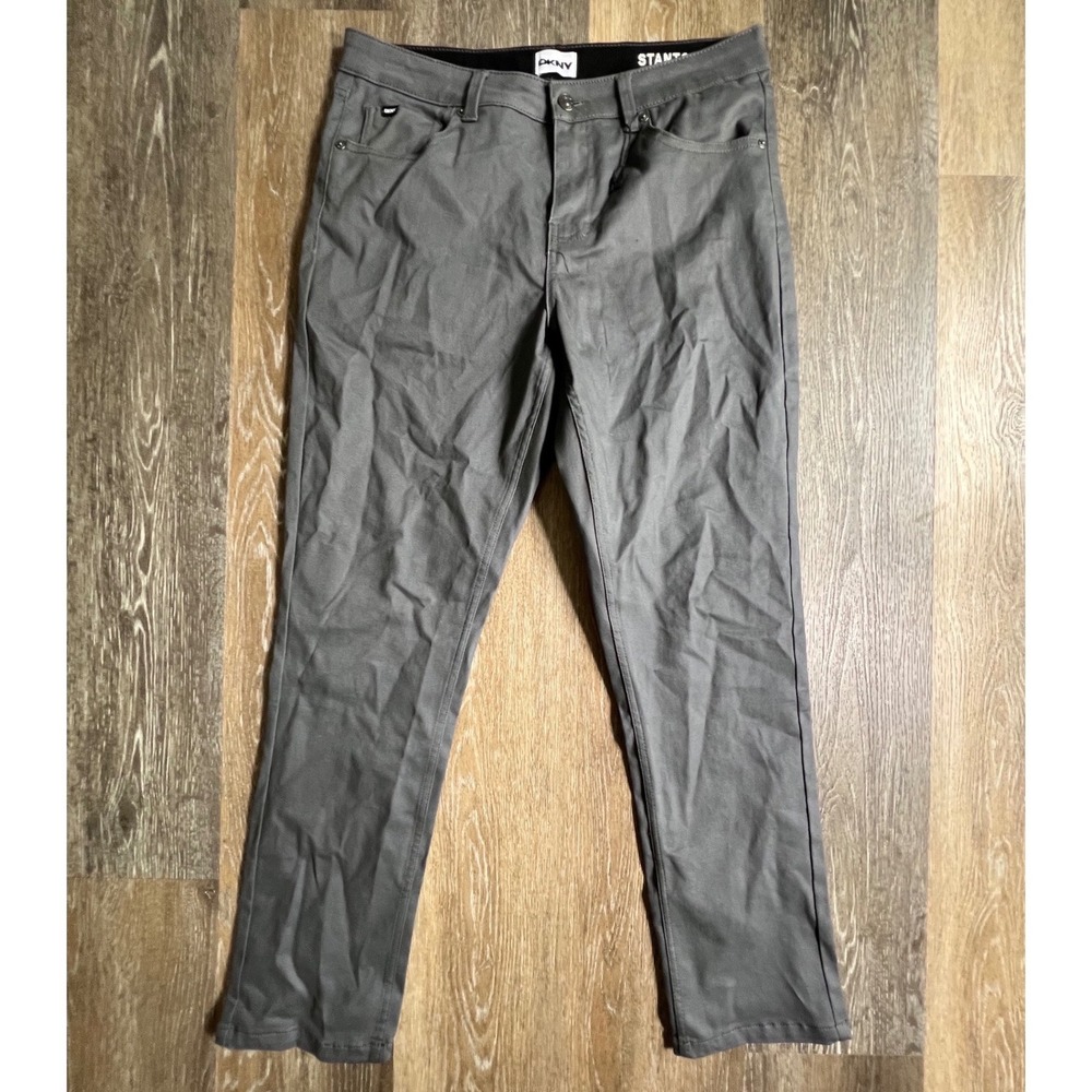 DKNY Stanton Pants Mens 33x30 Grey Slim Fit 5-Pocket Stretch Chino Trousers